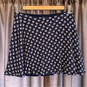 H.I.P. Navy Floral Batik Rayon Mini Skirt - Small